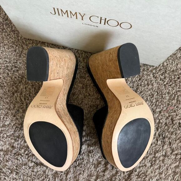 NIB AUTHENTIC Jimmy Choo Deedee 125 Suede Platform Sandal. Size 37 - Picture 3 of 8